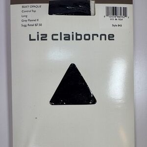 Liz Claiborne VTG. Opaque Control Top Pantyhose Tights Extra Tall Grey Flannel